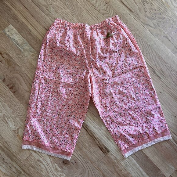 Victoria's Secret Cotton Pajama Bottom Capris tank‎ lace  sz medium large floral - Picture 7 of 9
